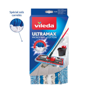 Vileda - Pack de 4 - UltraMax recharge Micro&Coton, recharge spéciale carrelage - Microfibre officielle de rechange Vileda