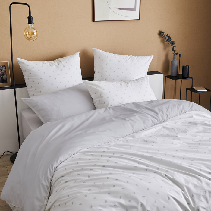 Parure de couette en percale de coton au style géométrique - Gris clair