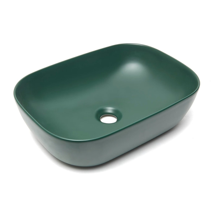 Vasque à poser 45,5 x 32,5 cm - vert foncé mat - sans trop-plein - SAT Infinitio