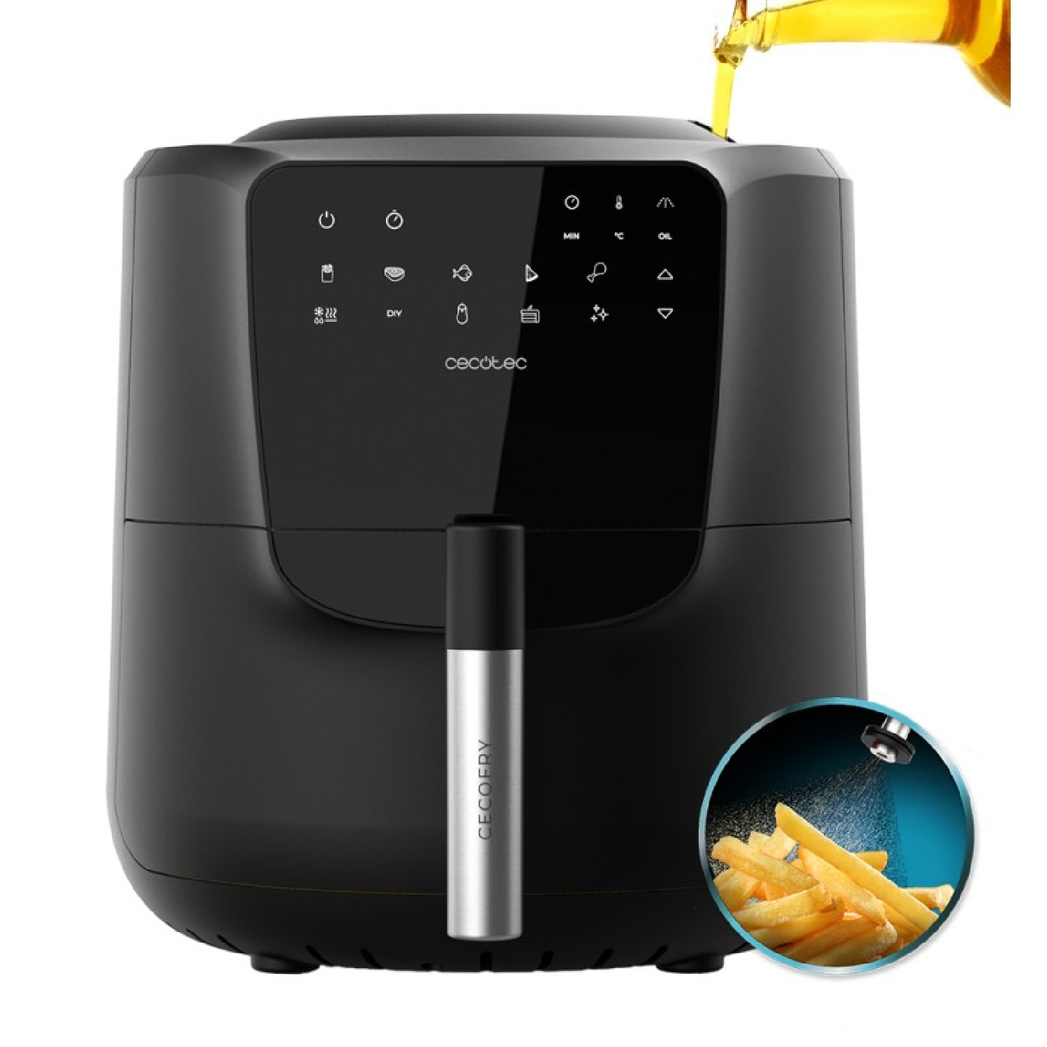 Freidora de Aire sin Aceite de 5,5 L Cecofry Rain Air Fryer. 1550 W, Spray de Ac