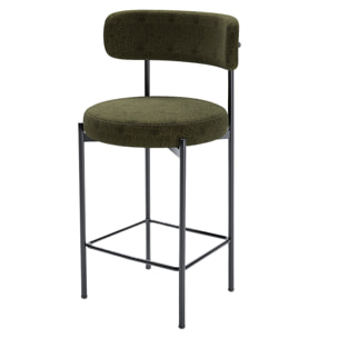 Lot de 2 tabourets de bar velours vert Agathe