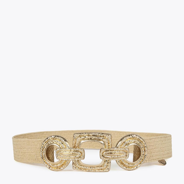 Cintura in rafia con fibbia in metallo