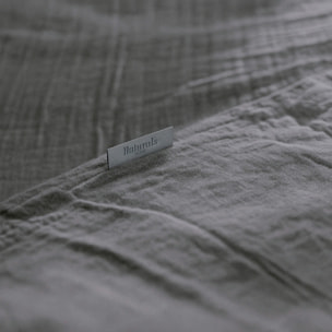 Naturals - Funda Nórdica Lisa - Cierre con botones - 100% Algodón de Muselina - Incluye 1/2 Fundas de Almohada - Gris