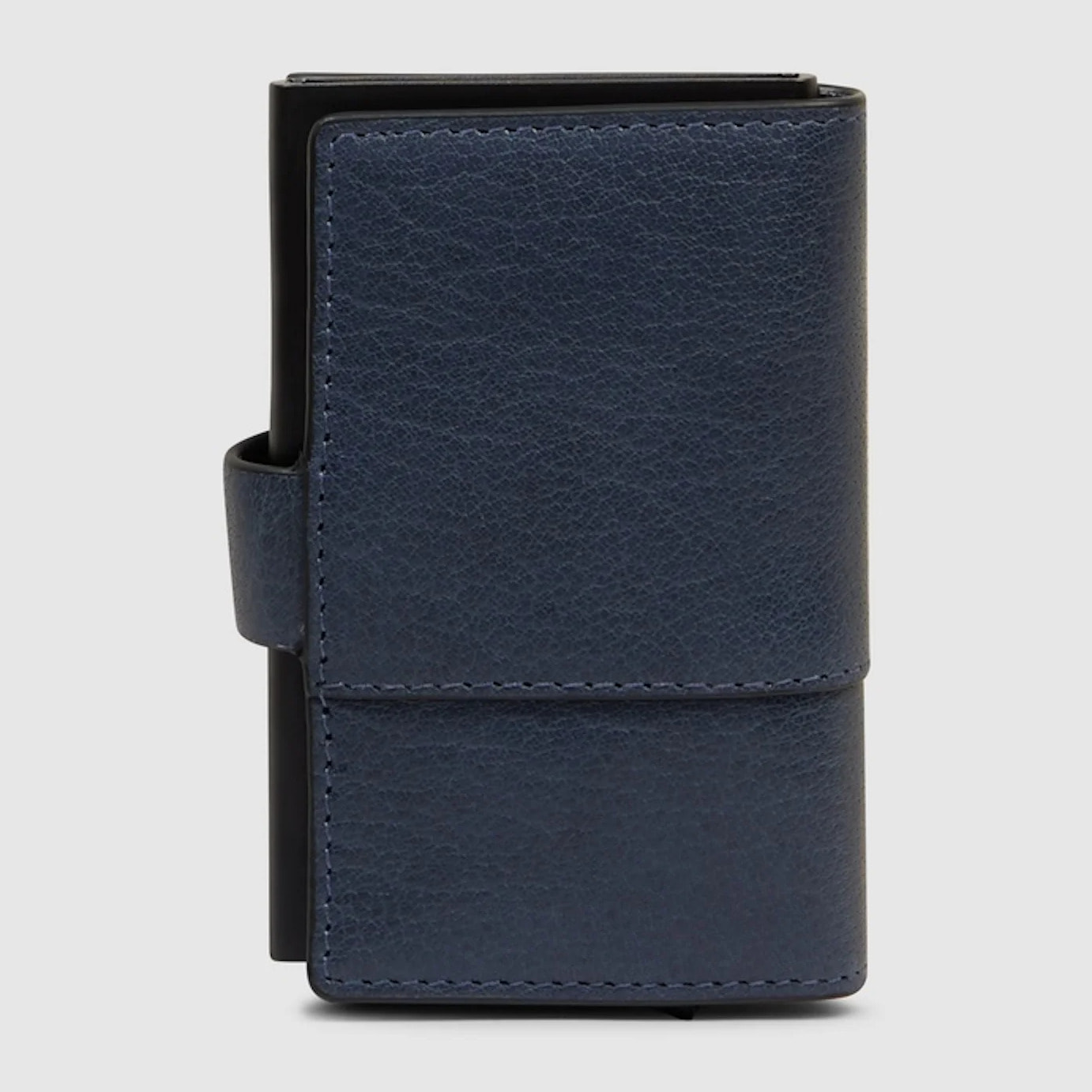 Piquadro Portacarte automatico in metallo e pelle, schermato con protezione RFID