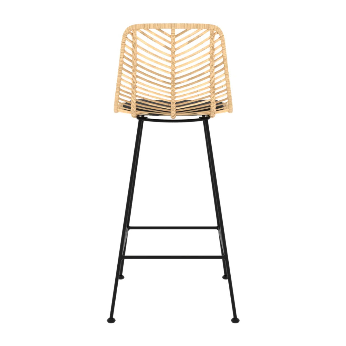 Lot de 2 chaises pour îlot central 66 cm en rotin naturel et noir - Tamara