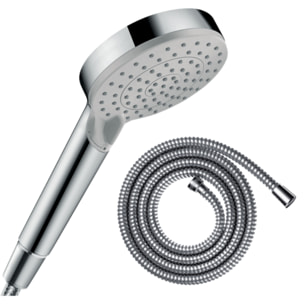 Pommeau de douche HANSGROHE Vernis Blend 100 EcoSmart Vario chromé + flexible de douche 1,60 m HANSGROHE Metaflex chromé