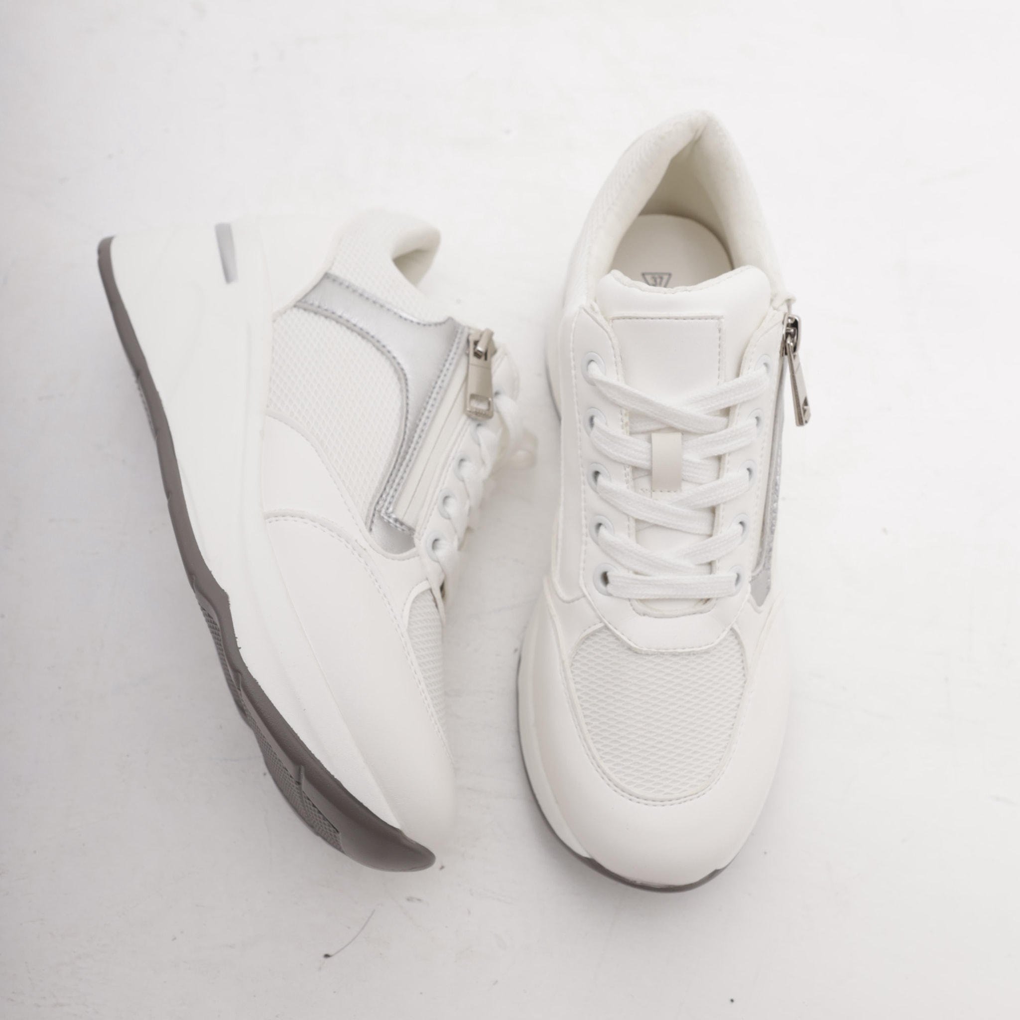 SNEAKERS ALTA ZIP CHOCOLA' BIANCO