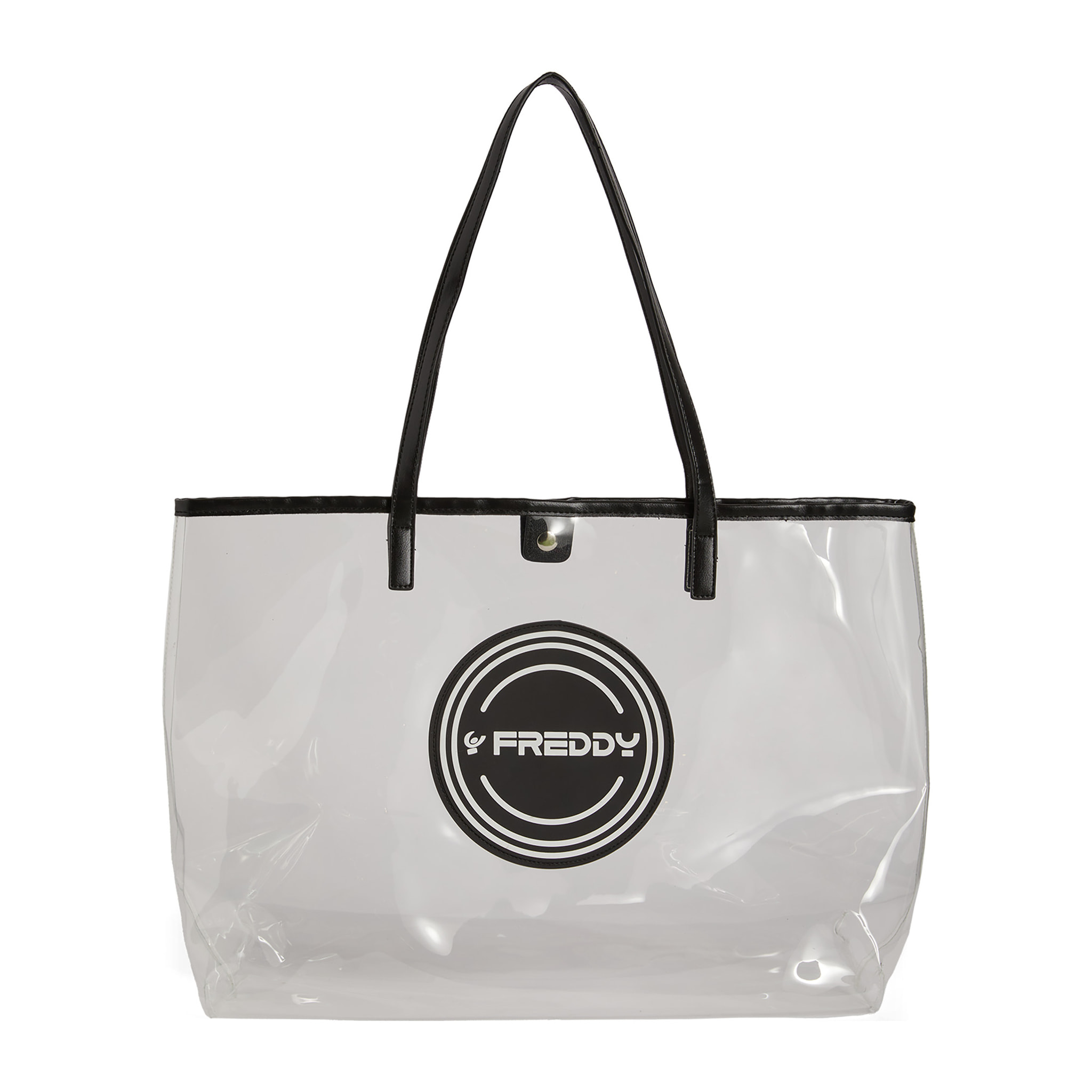 Borsa shopper in pvc trasparente con logo tondo