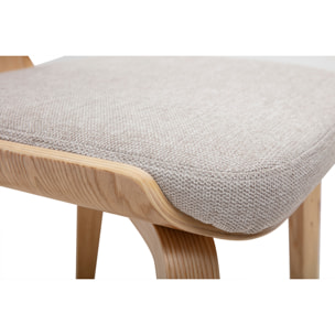Chaises en tissu effet velours texturé beige et bois clair (lot de 2) YELLE