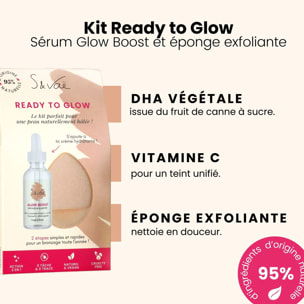 Ready To Glow - Kit Sérum Autobronzant 30 ml + Eponge Exfoliante visage