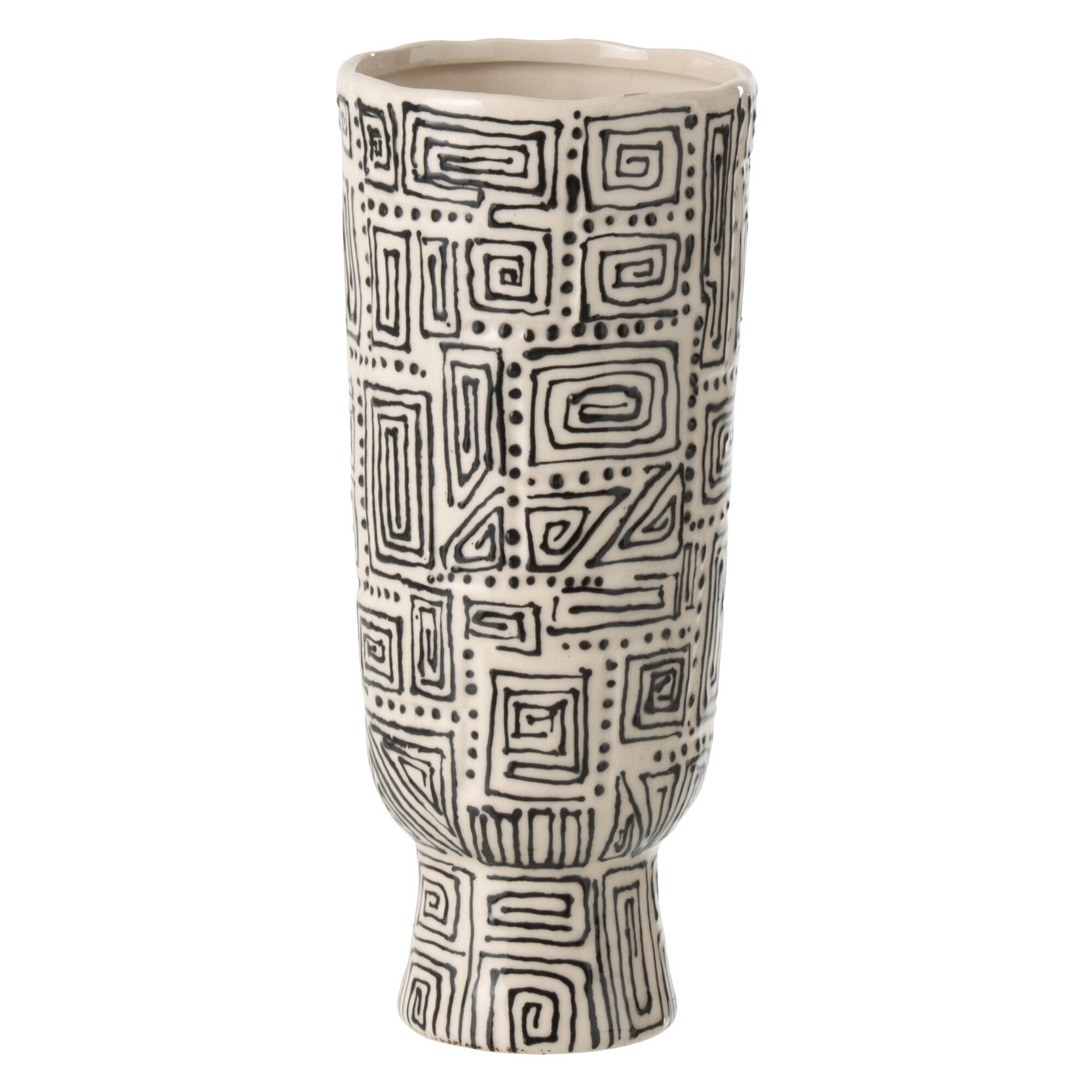 J-Line Vase Motif - céramique - blanc cassé/noir - small