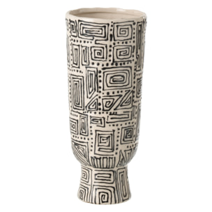 J-Line Vase Motif - céramique - blanc cassé/noir - small