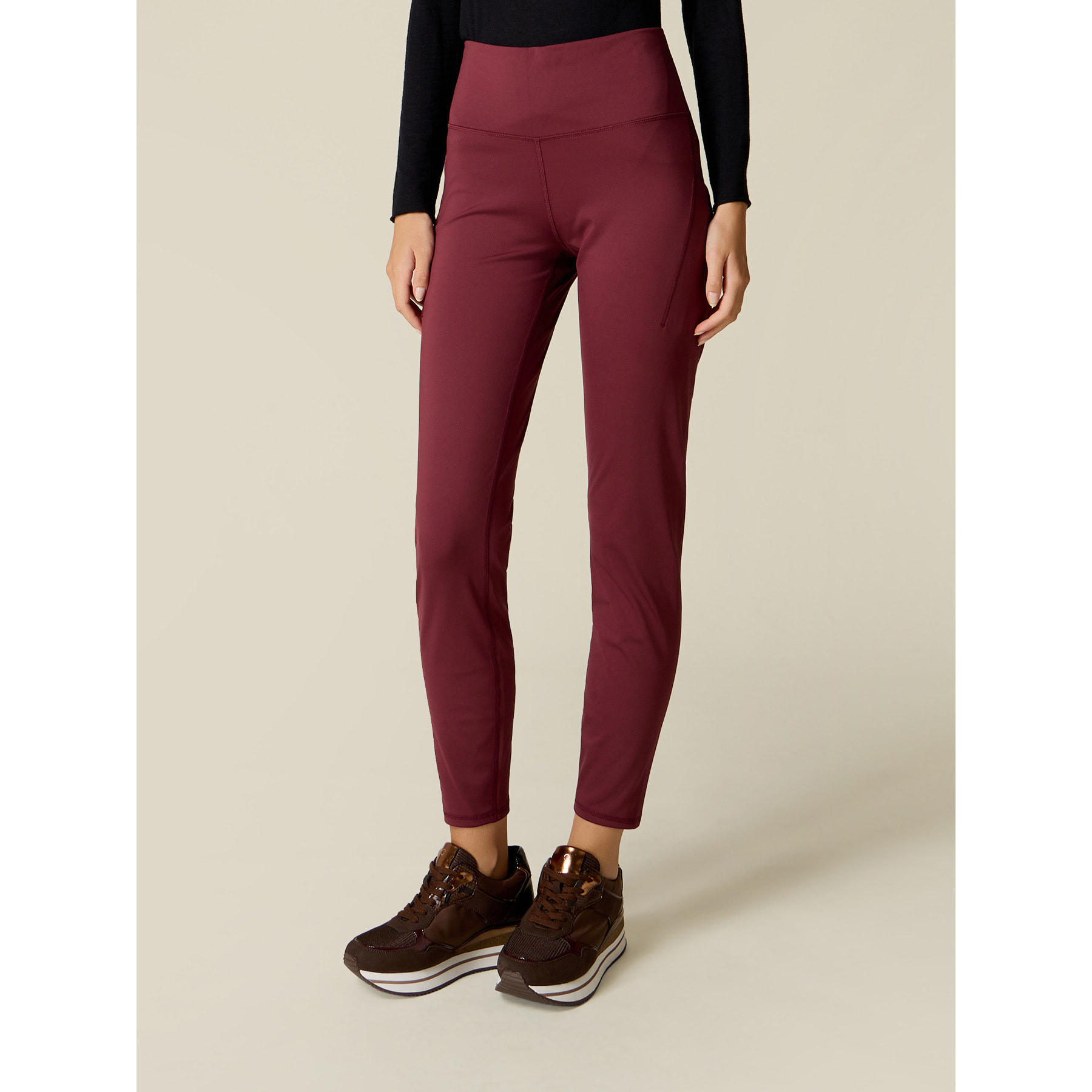 Oltre - Leggings sportivi in tessuto tecnico - Burgundy