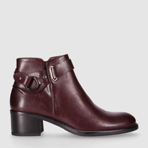 Botines de Piel Sintética - Vino - Tacón: 5 cm