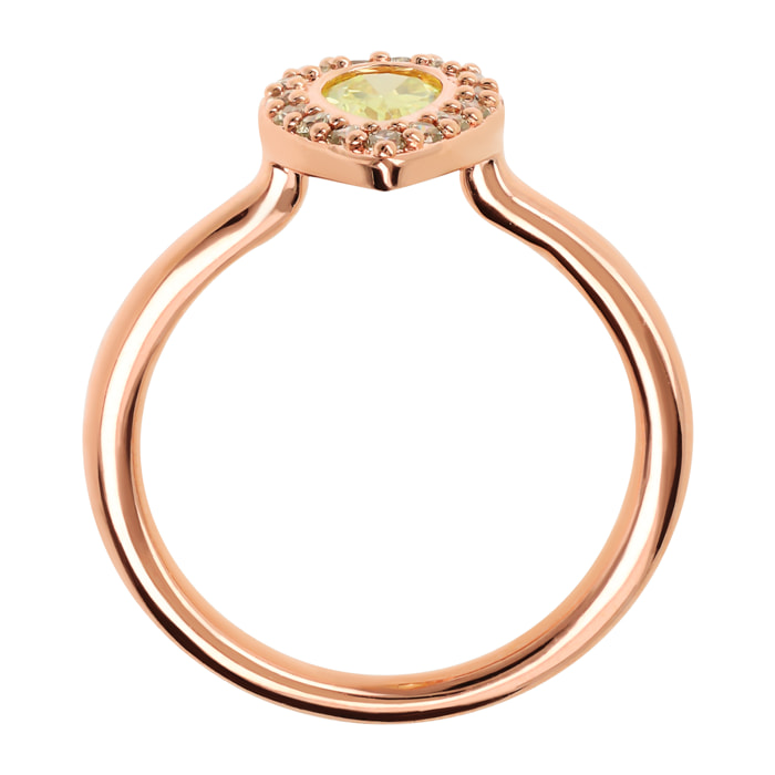 Anello Solitario con Goccia in Cubic Zirconia Gialla