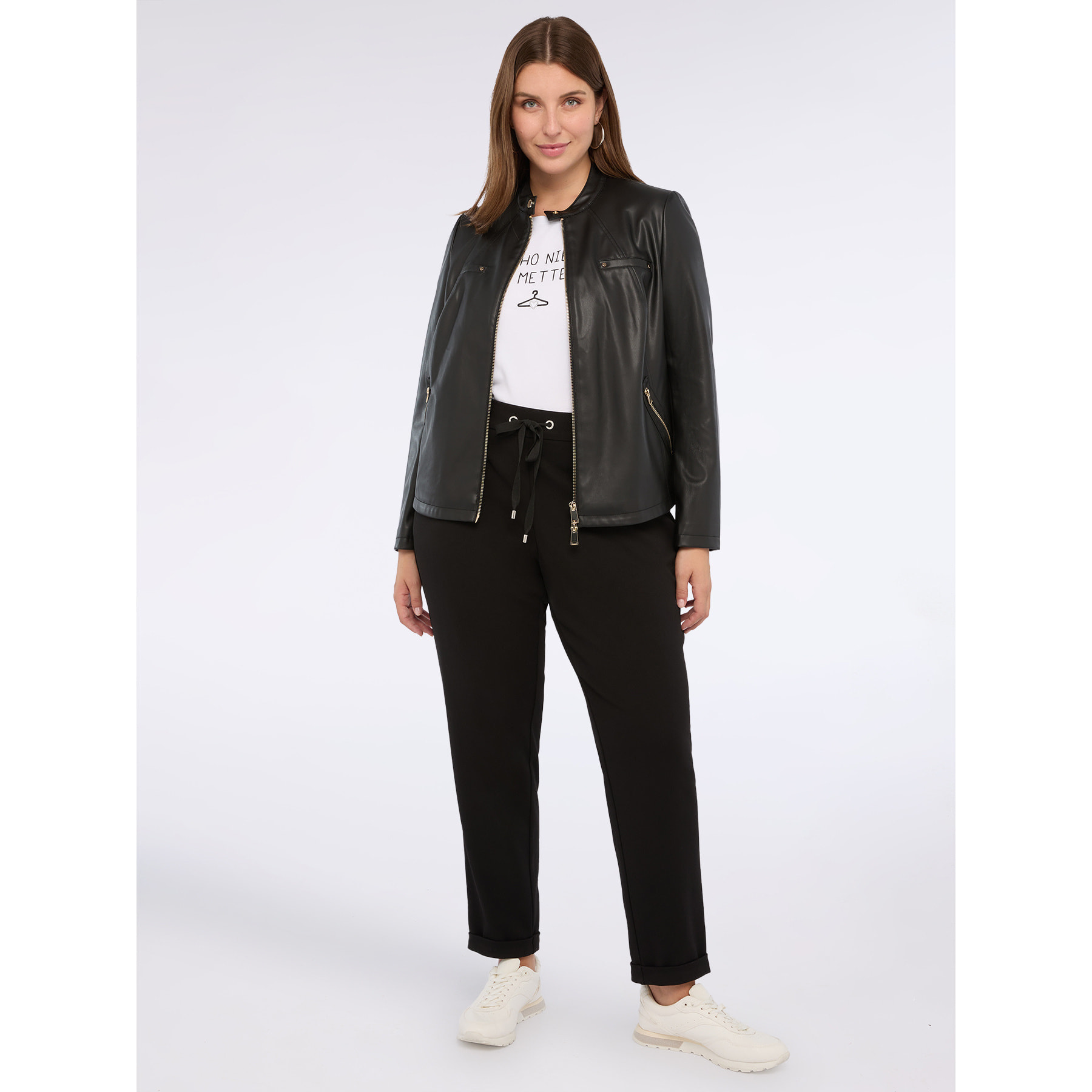 Fiorella Rubino - Joggers in tessuto stretch con coulisse - Nero