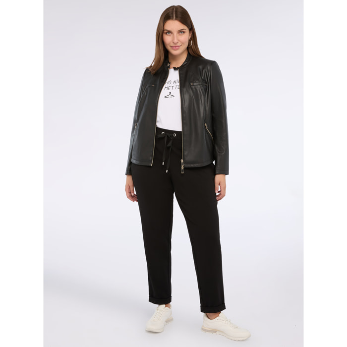 Fiorella Rubino - Joggers in tessuto stretch con coulisse - Nero