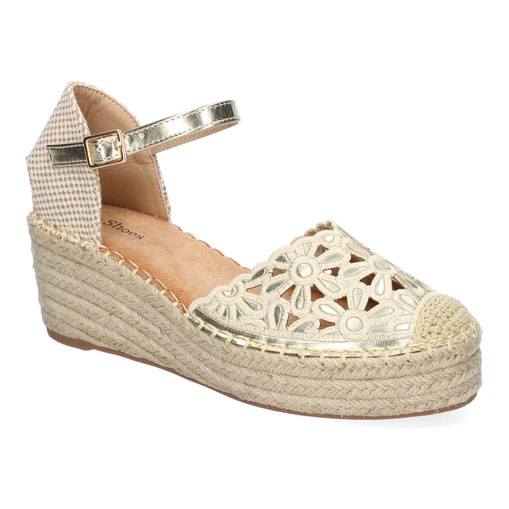 Sandalia de Cuña de Yute para Mujer, Comodas y Elegantes, Diseño Floral Bordado