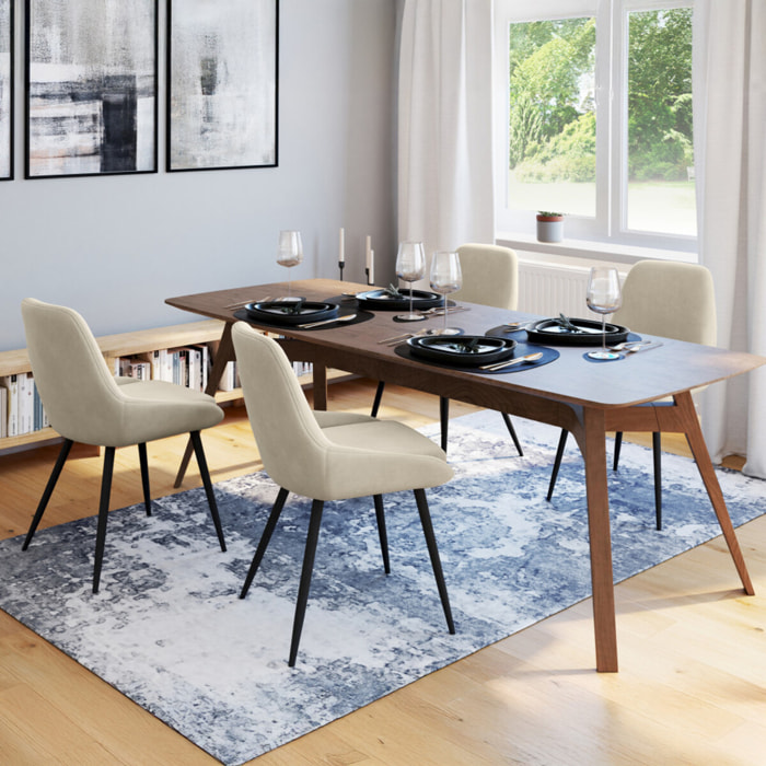 Chaises Olivia en velours et pieds métal - Crème