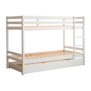 Lit superposé Kivu -bois de pin-couleur laqué blanc mat 205 x 144 x 101 cm