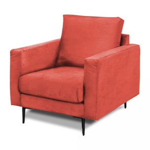 Fauteuil Caruso Velours Rose - 1 Place