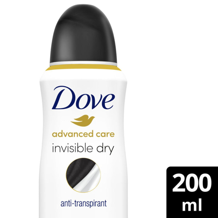 6 Déodorants DOVE Spray Anti-Transpirant Advanced Care Invisible Dry (Lot 6x200ml)