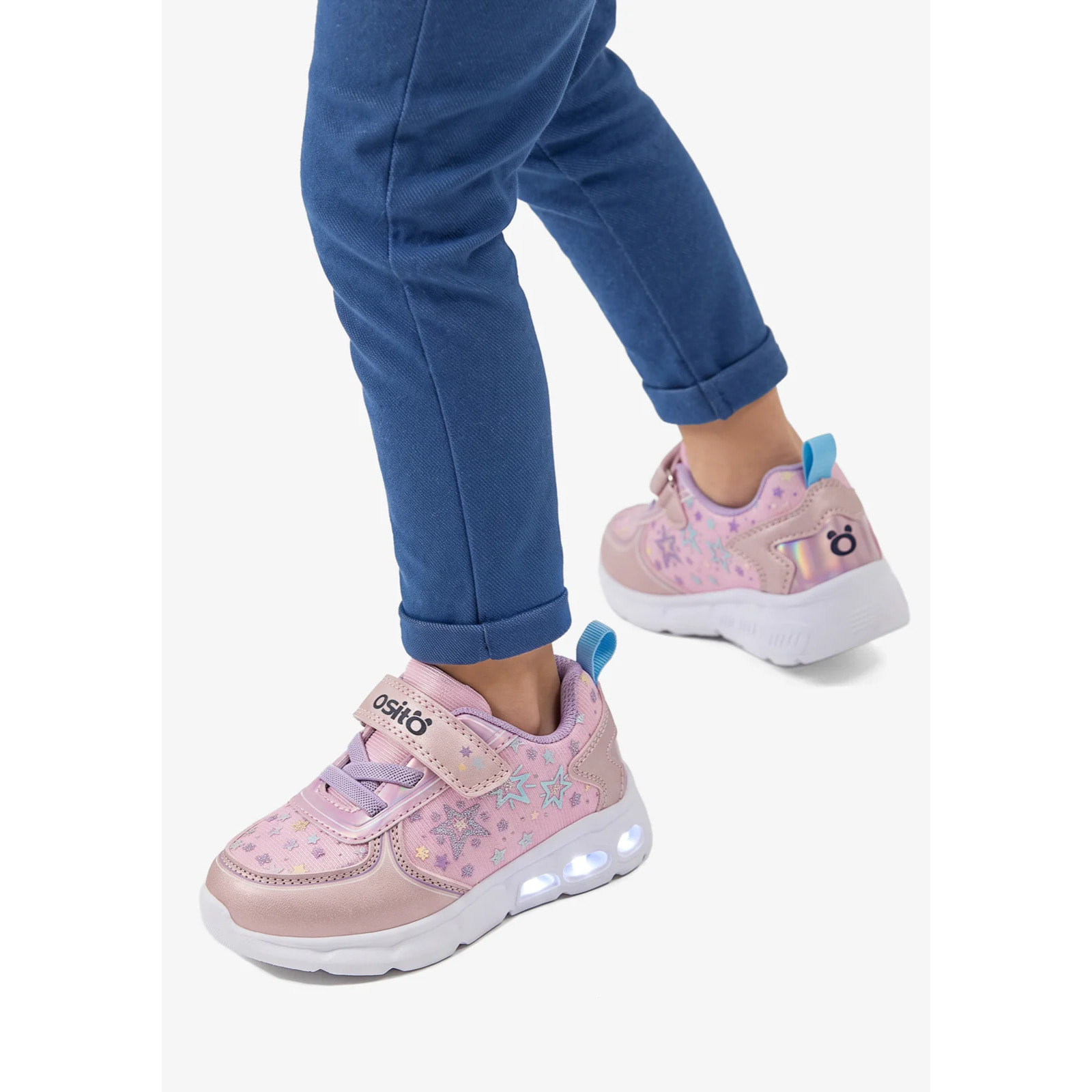 Zapatillas de Niña con Luz y Estrellas en Rosa