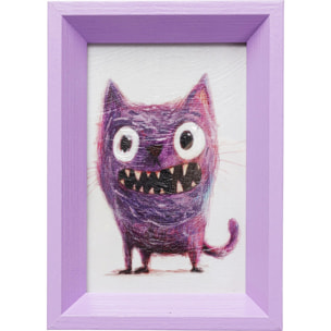 Tableau Frame chat violet 13x18cm Kare Design