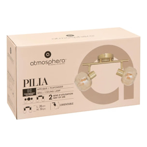 Applique murale/plafonnier Pilia ambre 28x11cm