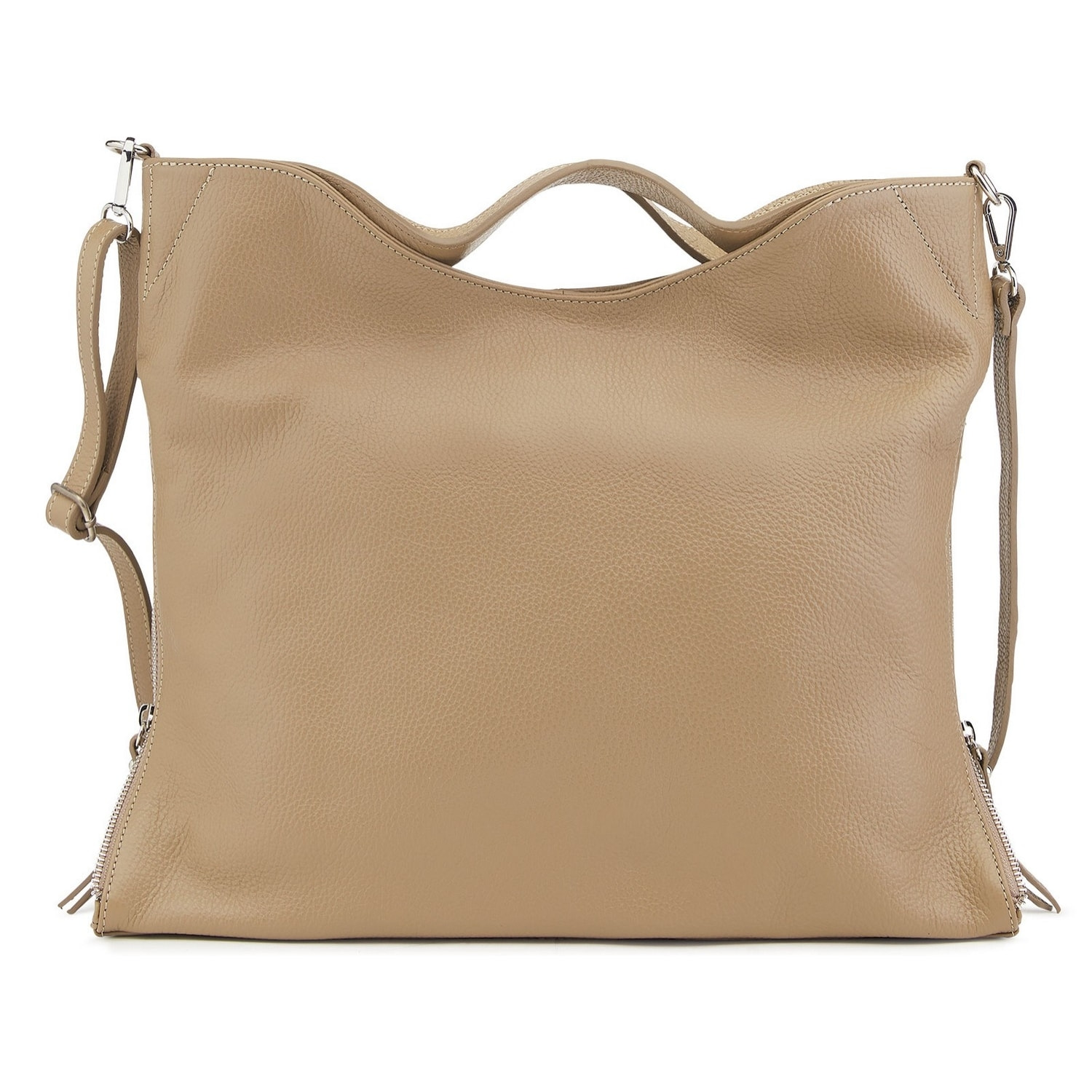 Borse Donna colore Beige-in pelle Made in Italy 39x33x13cm