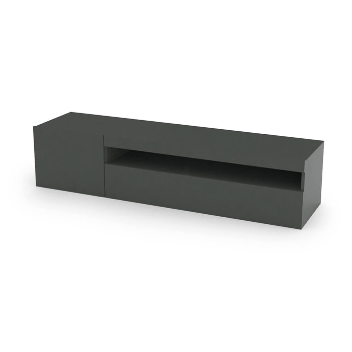 Mobile porta TV Acrilya, Credenza bassa da soggiorno, Base porta televisione, 100% Made in Italy, cm 150x40h37, Antracite lucido