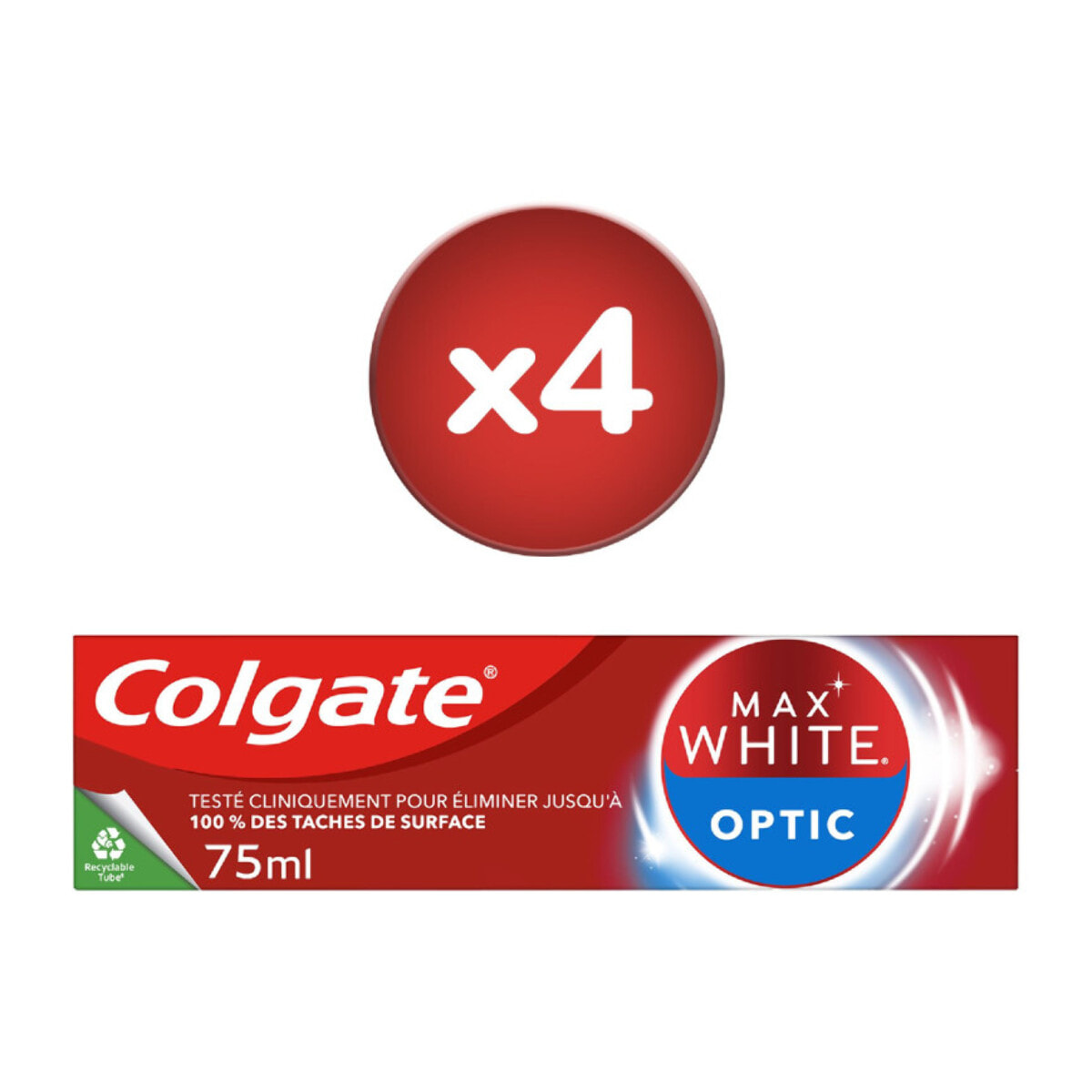 Pack de 4 - 2 lots de 2 - Dentifrices blancheur Colgate Max White Optic