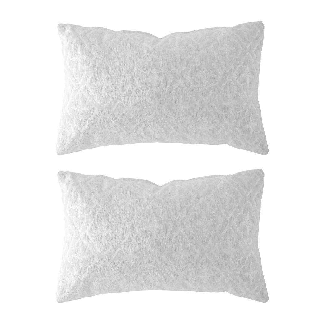 Lot de 2 housses de coussin jacquard BRENTA-B 30x50 cm blanc