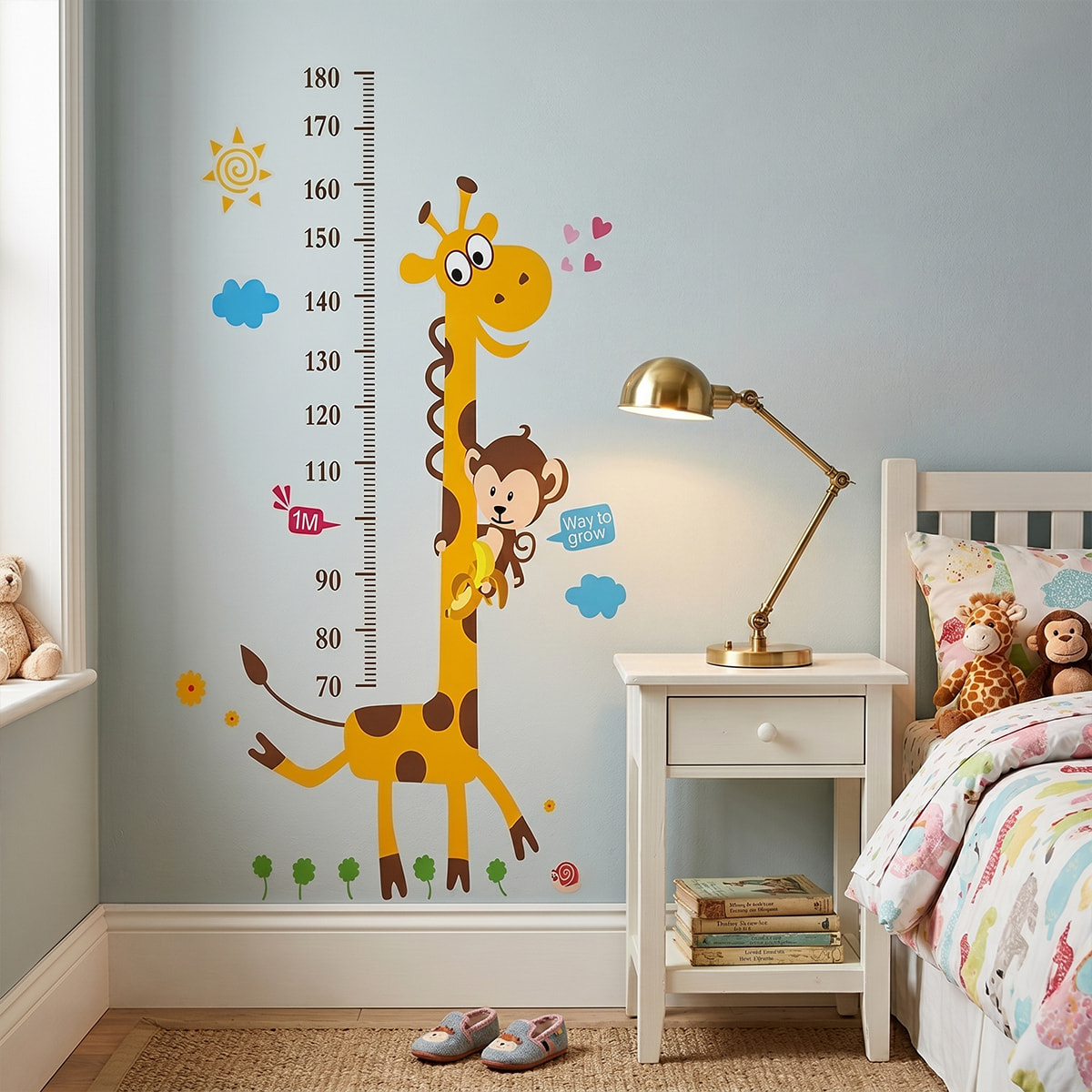 Stickers Muraux décoration adhésifs toise singe et girafe