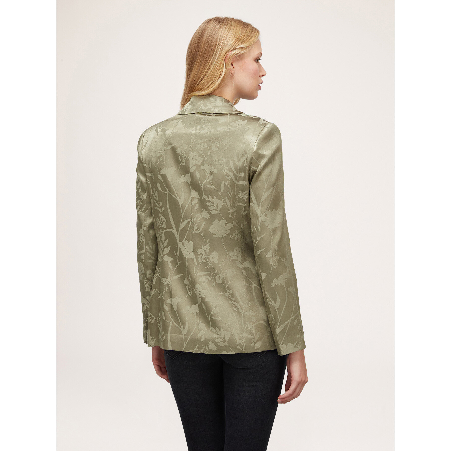 Motivi - Chaqueta de botonadura simple de raso jacquard - Verde