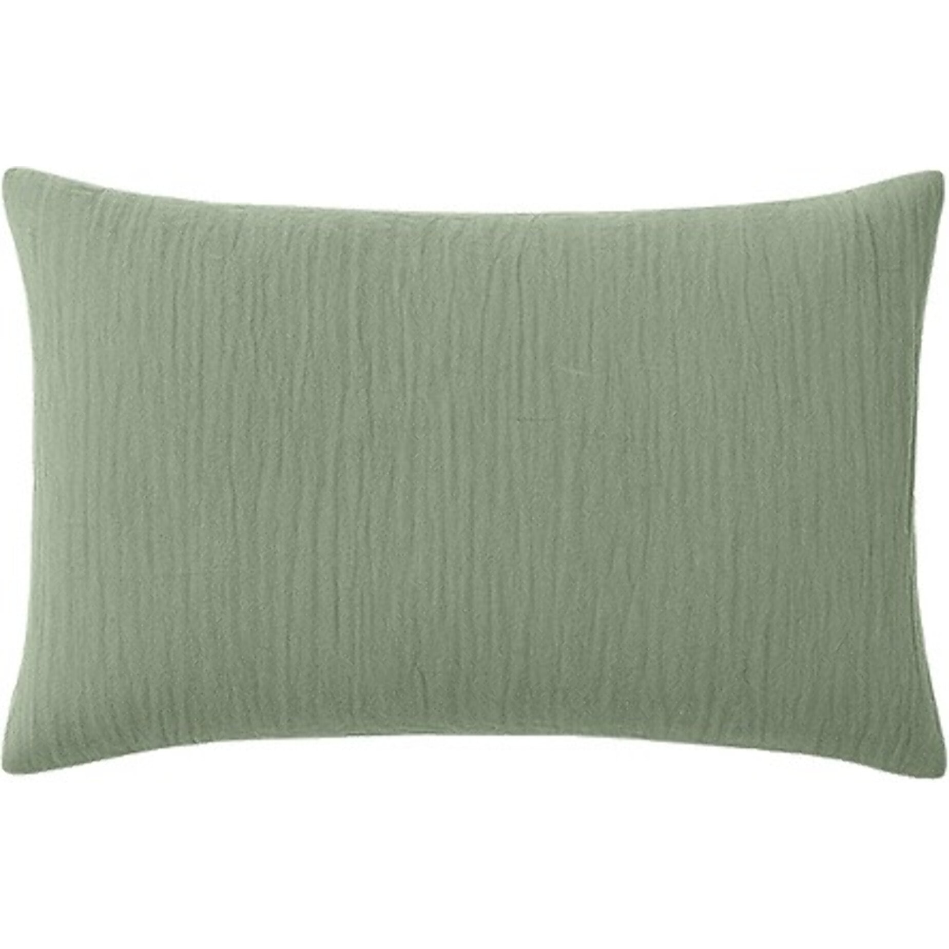 Paire de Taies d'oreiller gaze de coton lavé vert givrée