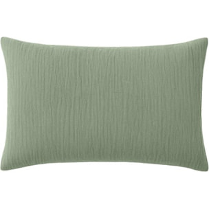 Paire de Taies d'oreiller gaze de coton lavé vert givrée