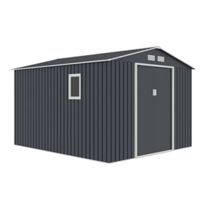 Abri de jardin métal anthracite 8,25 m² + kit d'ancrage