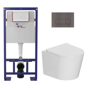 Pack WC bâti-support autoportant + WC suspendu sans bride Ceramia avec abattant SoftClose + plaque (STCE14WT03-U)
