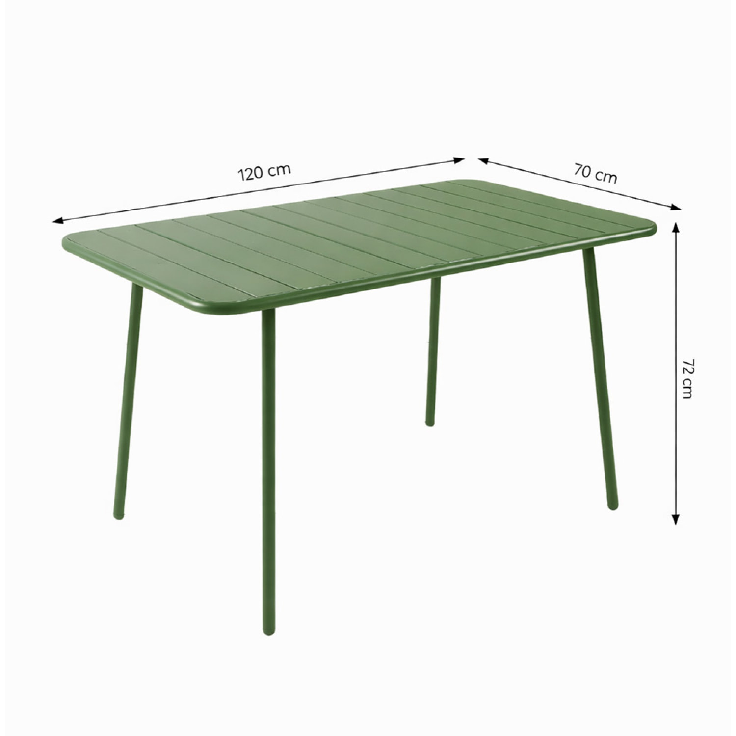 Ensemble table de jardin 120 cm et 4 chaises vert EVORA