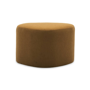 tabouret. pouf en forme de galet en tissu moutarde. TAO L 60 x P 44 x H 40cm