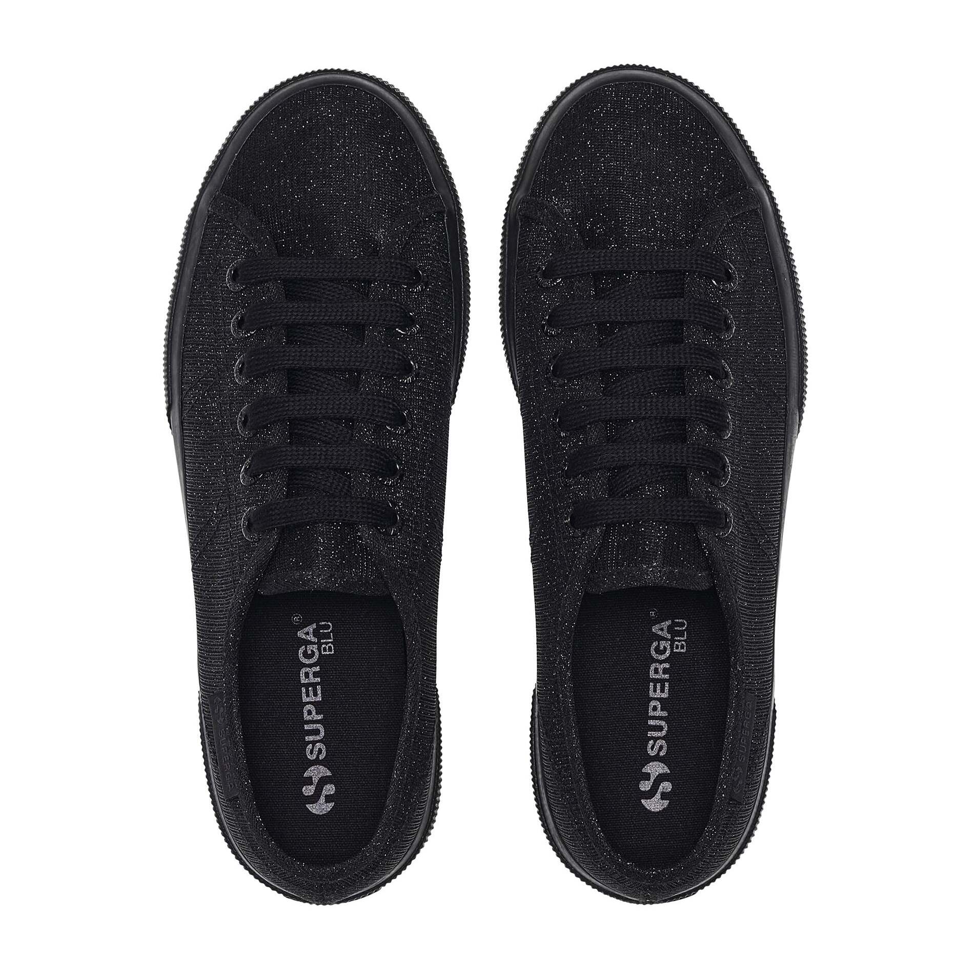 Scarpe da donna Superga Nero 3790 Platform Jersey Lame Leggera