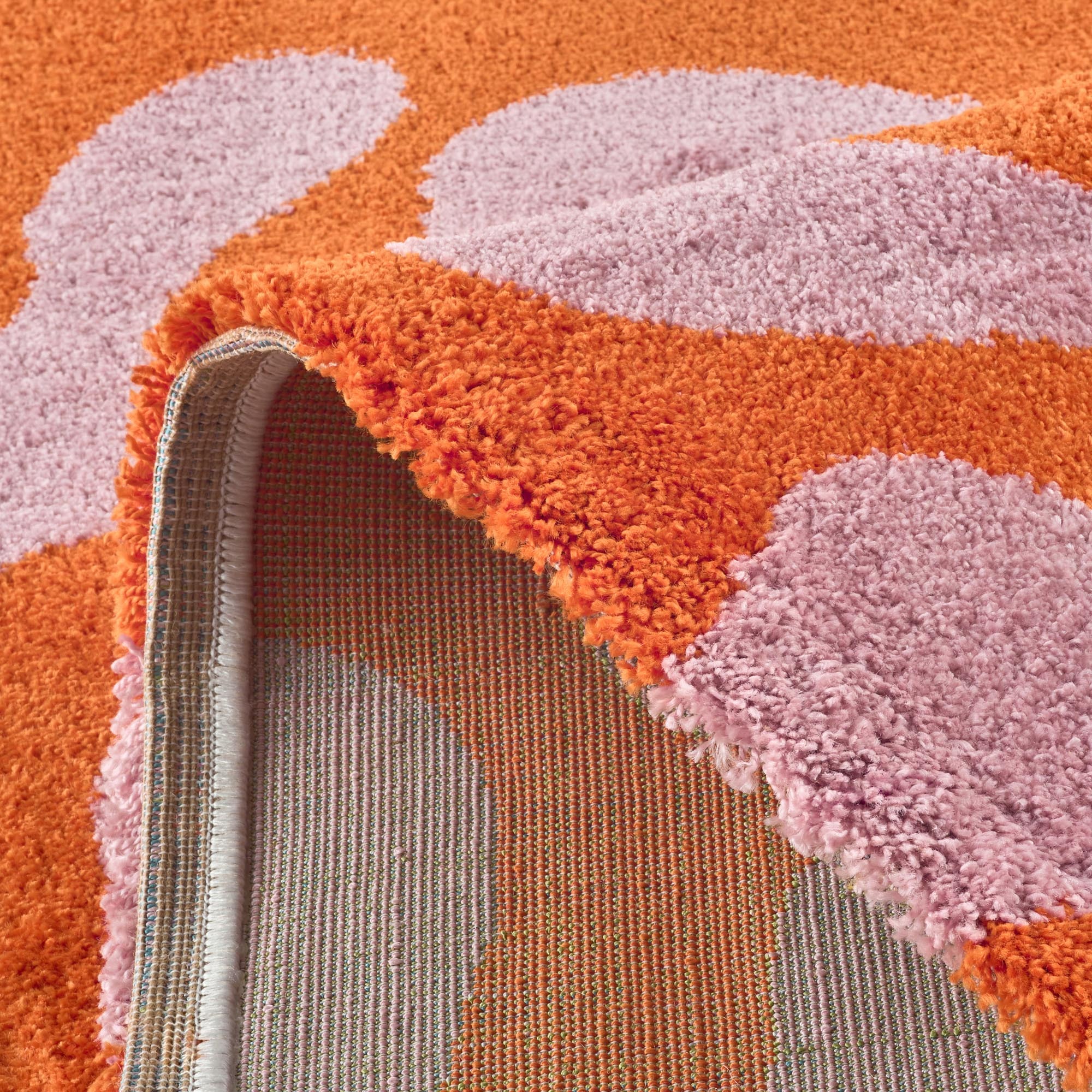 GROOVY - Tapis rétro coloré à motif abstrait - Confortable et moelleux - Rose