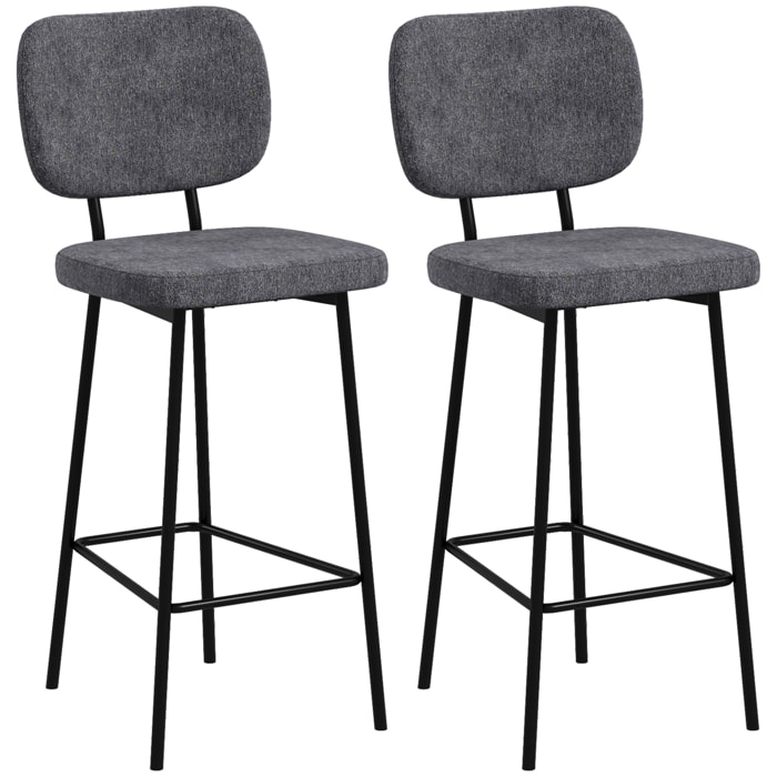 Lot de 2 tabourets de bar – Assise confortable – Dossier intégré
