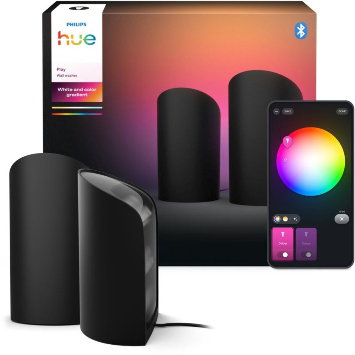 Lampe connectée PHILIPS HUE Play Wall washer Noir x2 White&Color gra