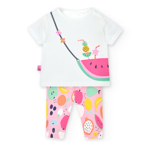 Conjunto niÃ±a reciÃ©n nacida, algodÃ³n estampado, frutas