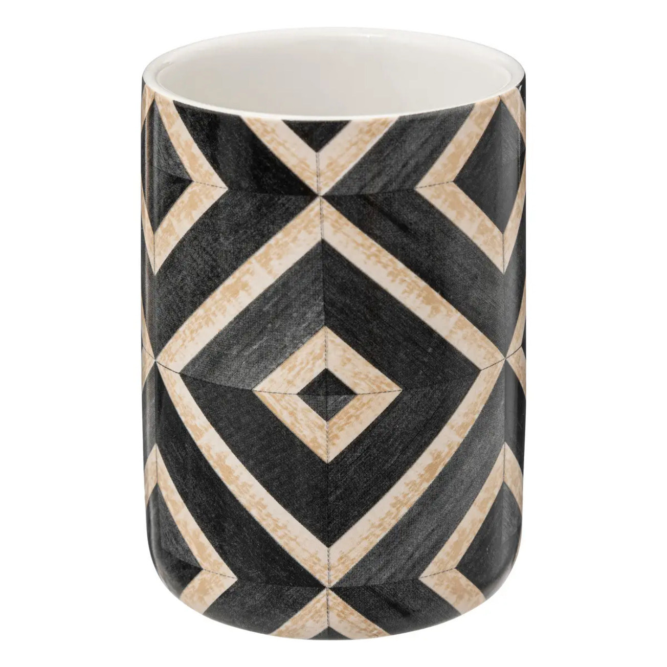 Pot à brosses à dents noir et beige "Canvas"