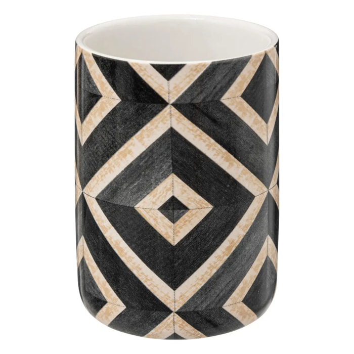 Pot à brosses à dents noir et beige "Canvas"