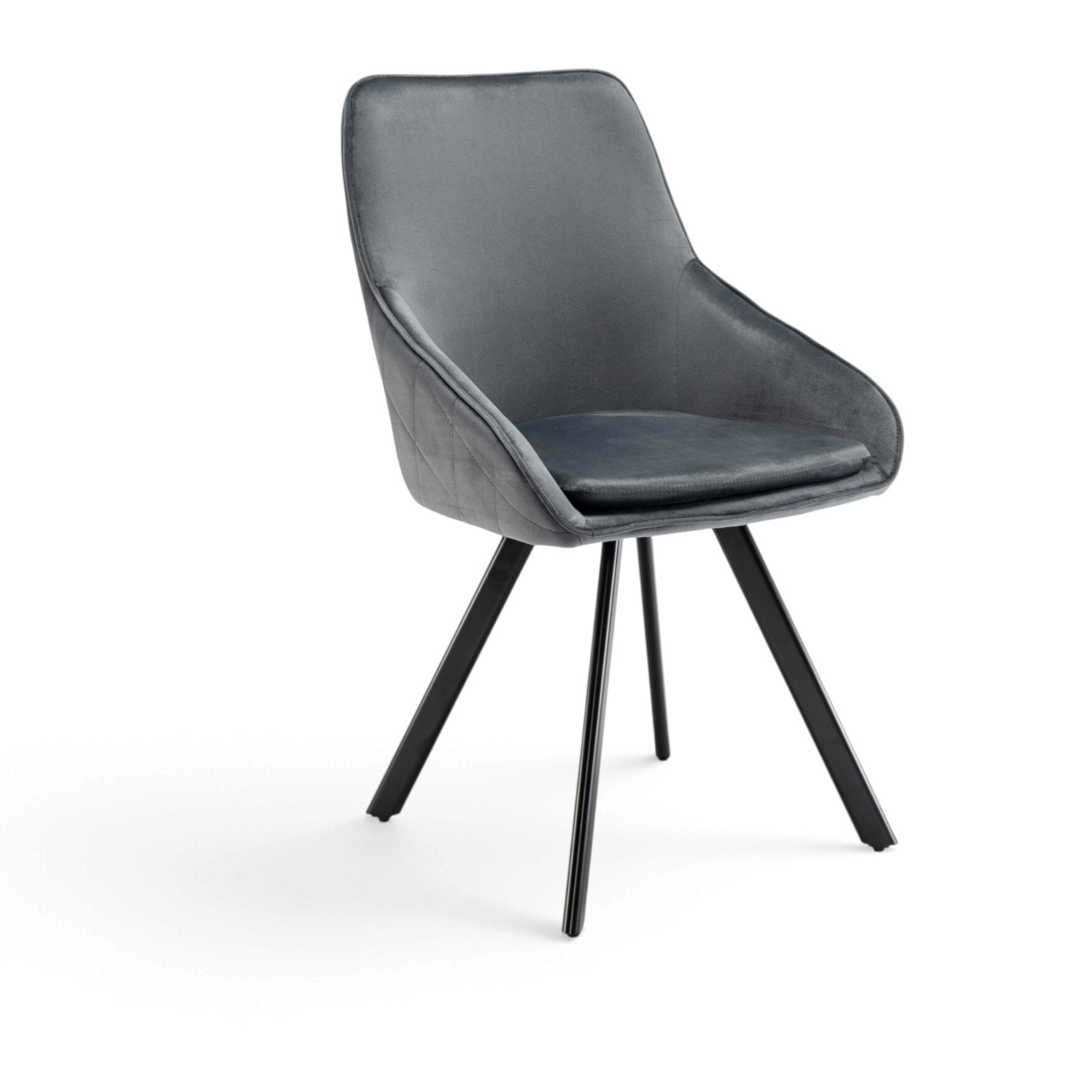 Set di 2 sedie TOLEDO in tessuto effetto velluto grigio e gambe nere