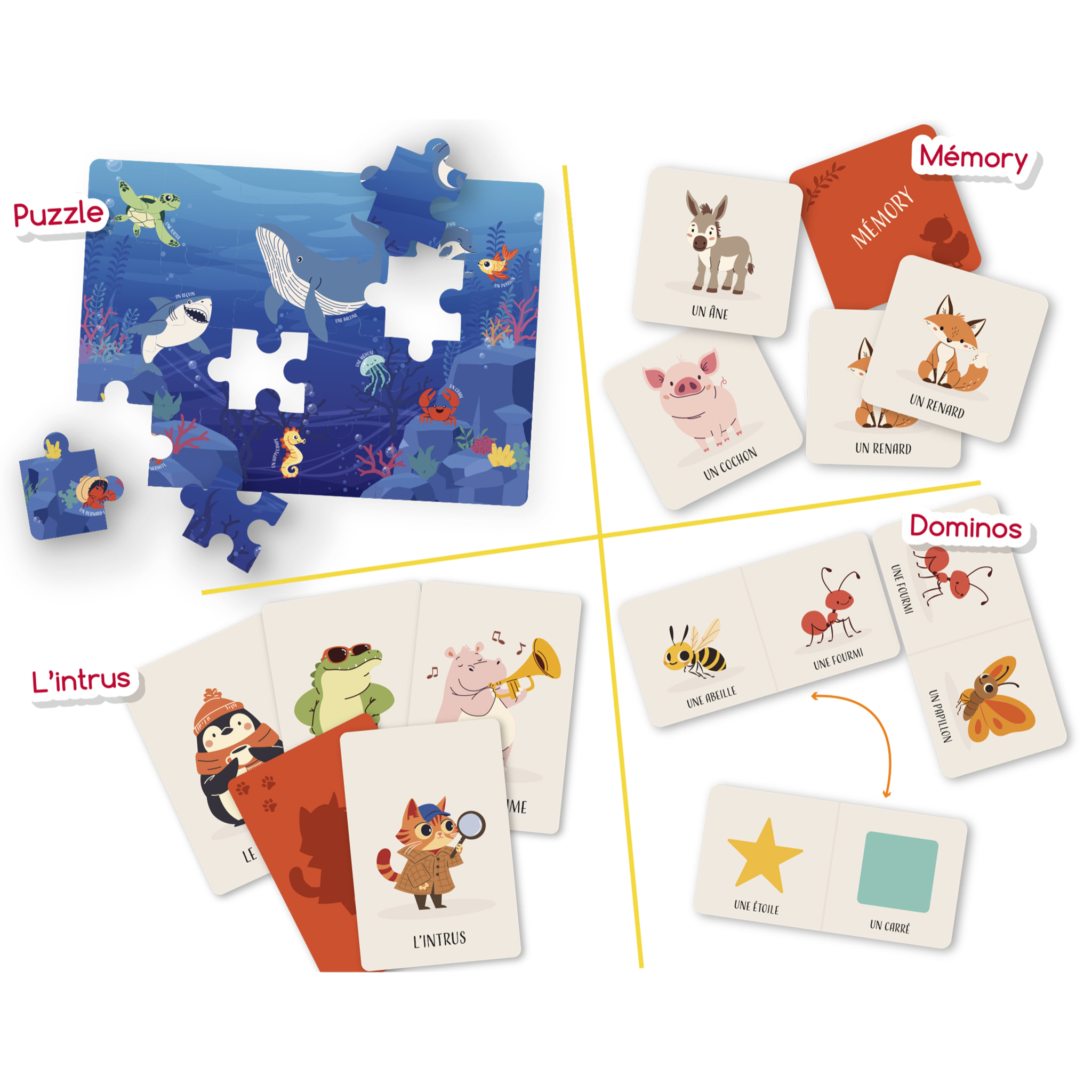 BOITE DE JEUX EDUCATIFS 4 EN 1